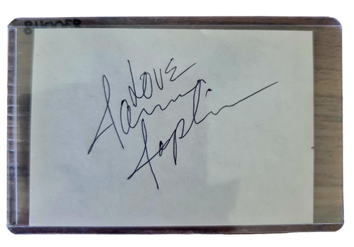 Janis Joplin Autographed Vintage 3x4 Signature Card COA #JJ49735