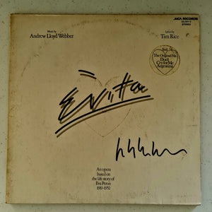 Andrew Lloyd Webber Autographed 'Evita'  LP COA #AW99945