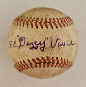 Dazzy Vance Autographed Vintage Baseball COA #DV36974