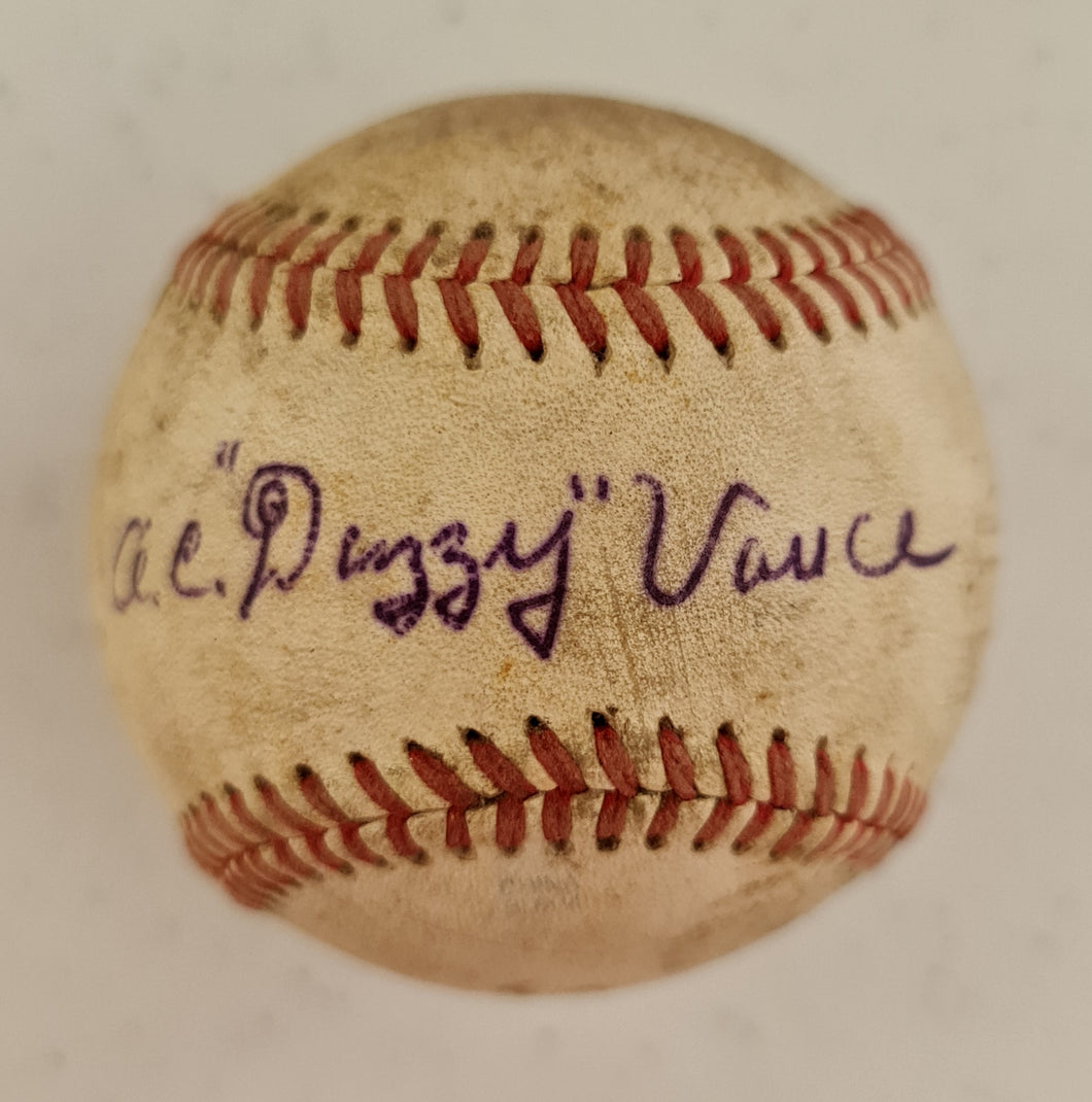 Dazzy Vance Autographed Vintage Baseball COA #DV36974 - Smith & Son's Collectibles