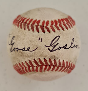Goose Goslin Autographed Vintage Baseball COA #GG55648 - Smith & Son's Collectibles