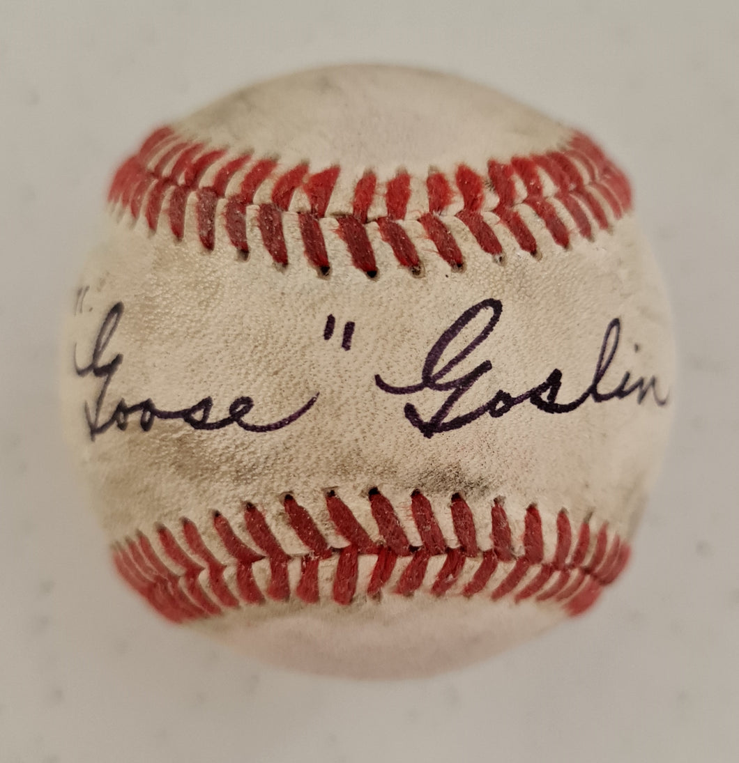 Goose Goslin Autographed Vintage Baseball COA #GG55648