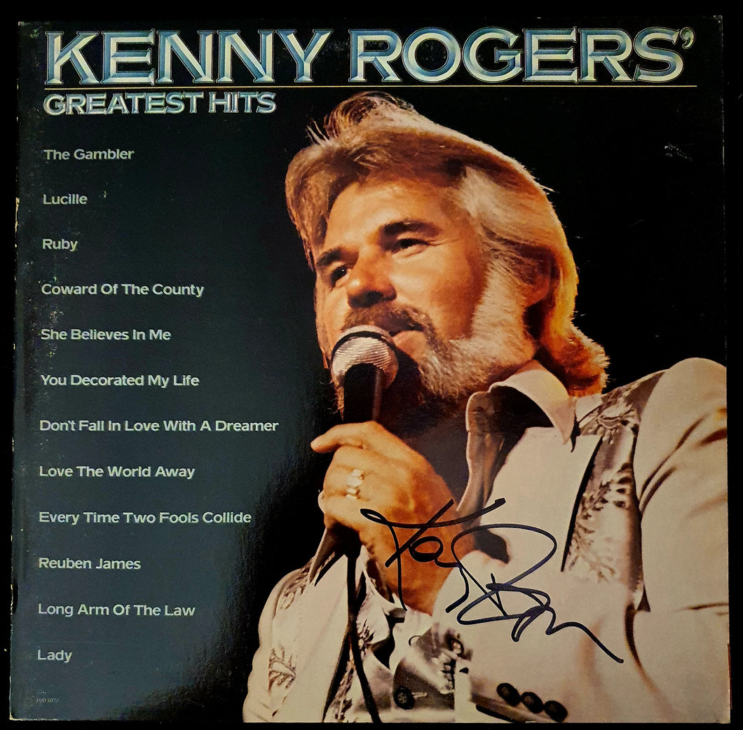 Kenny Rogers Autographed Greatest Hits LP COA #KR43987