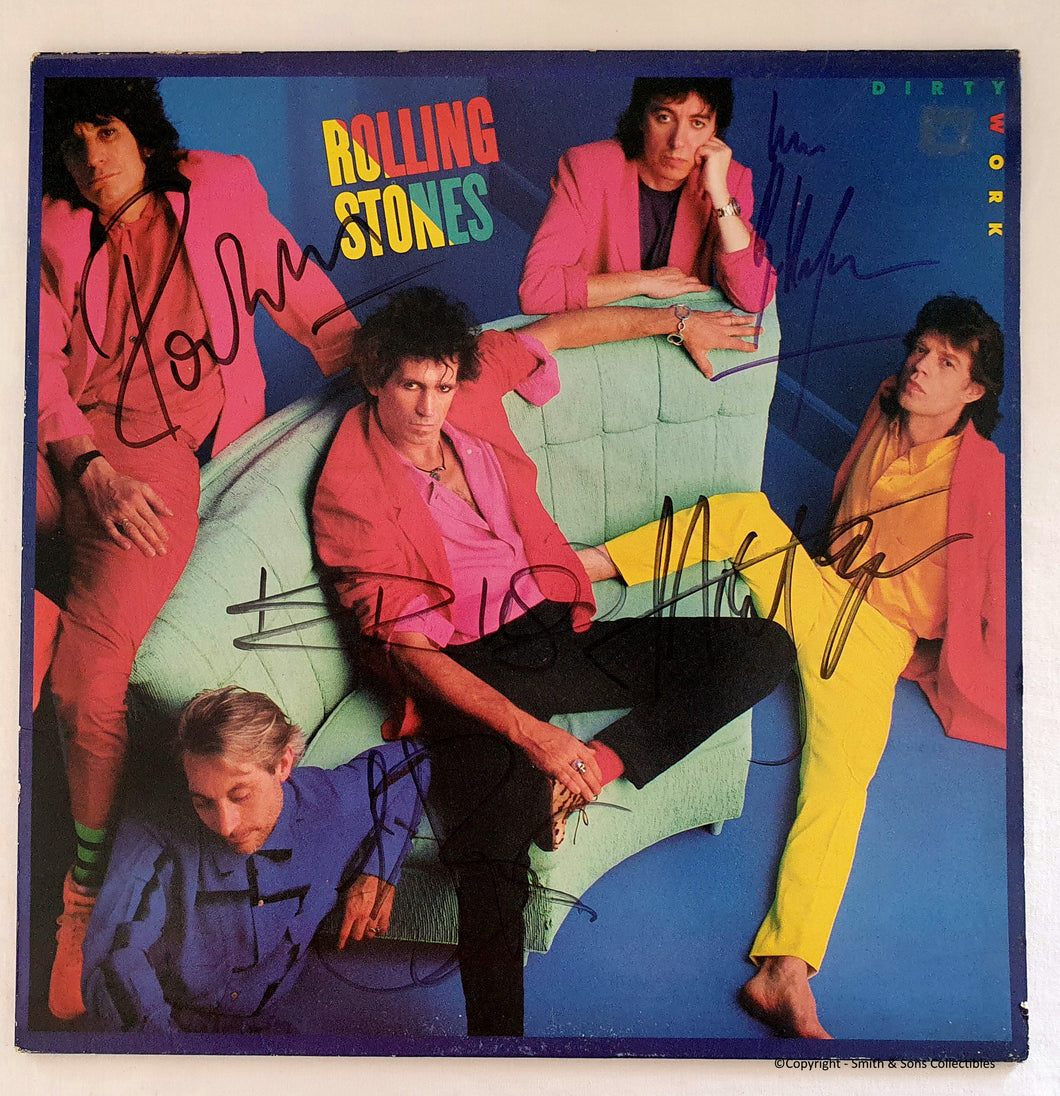 Rolling Stones - Fully Autographed 'Dirty Work' LP - COA #RS56471