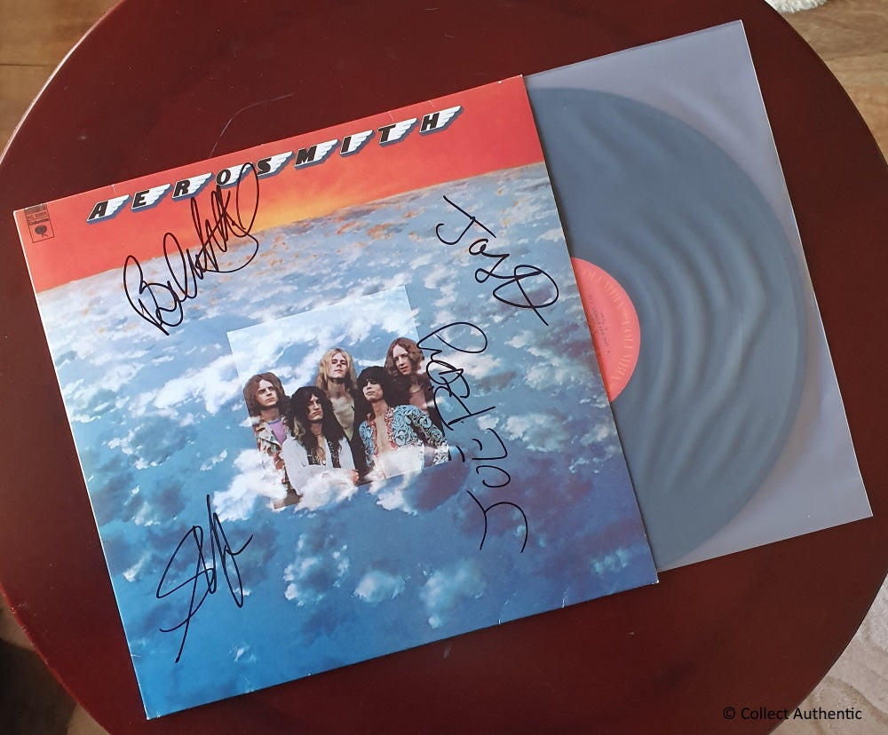 Steven Tyler Brad Whitford Joe Perry Joey Kramer Signed Aerosmith Record LP COA #AS48964