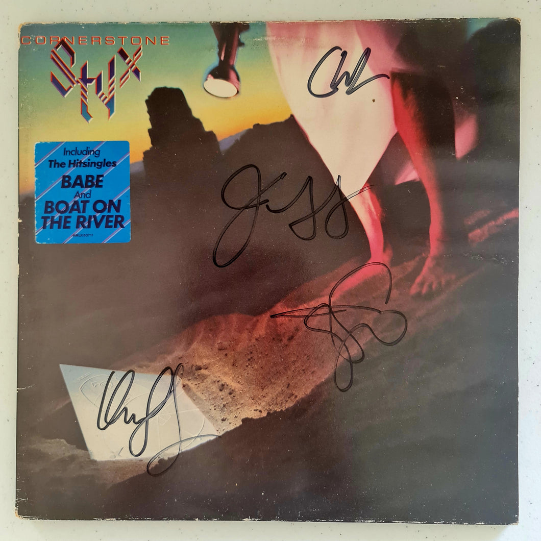 Styx Autographed 'Cornerstone' LP COA #SX54879